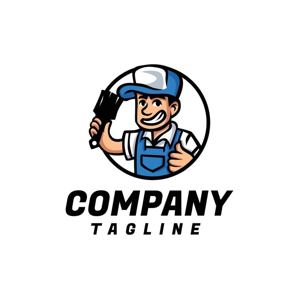 handyman mascot character logo design vector