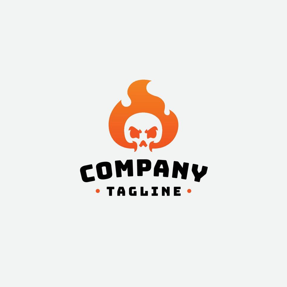 skull fire logo design vector