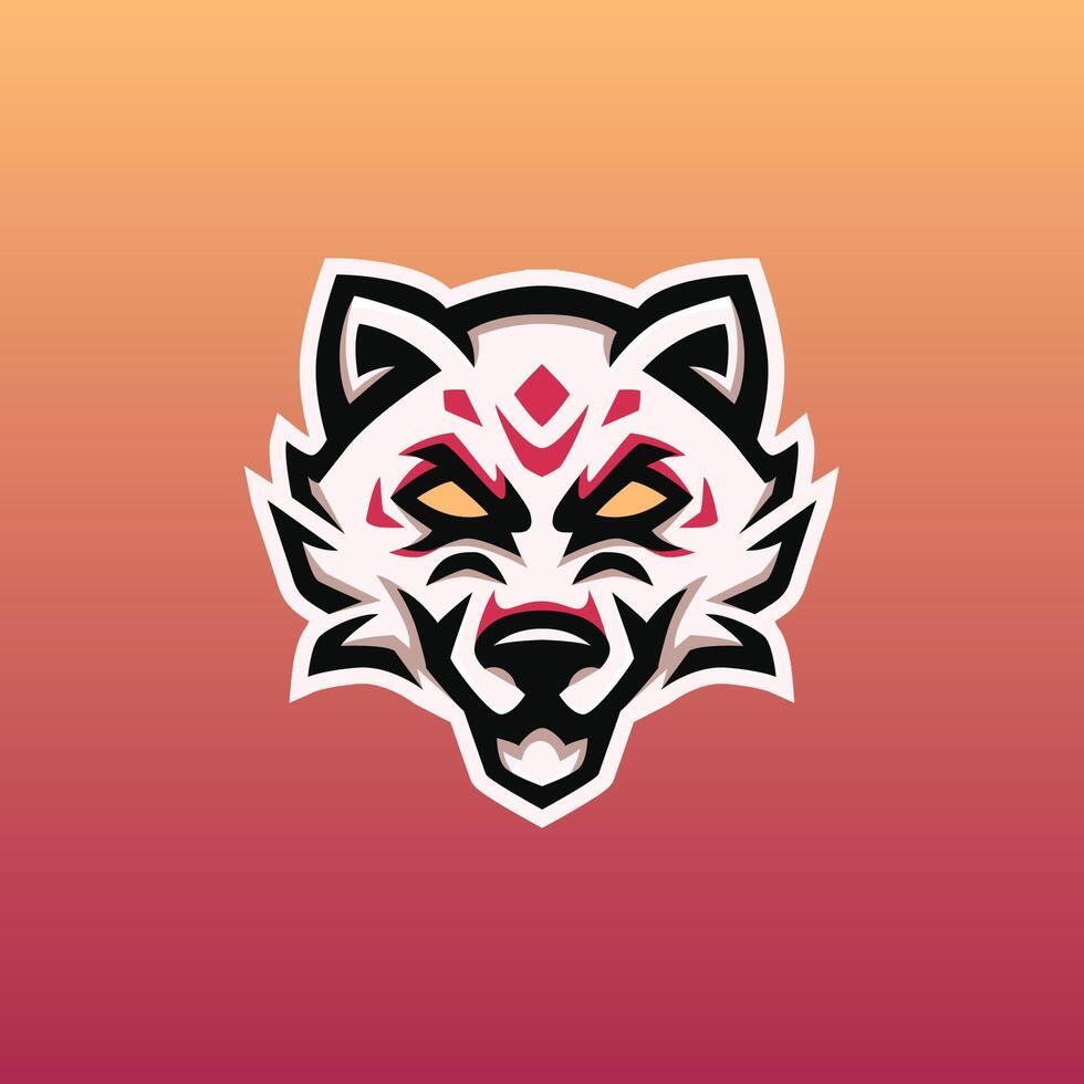 kitsune mascot esport logo design vector