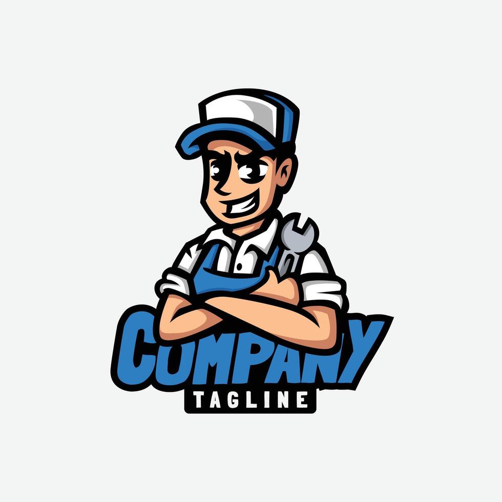 handyman mascot character logo design vector