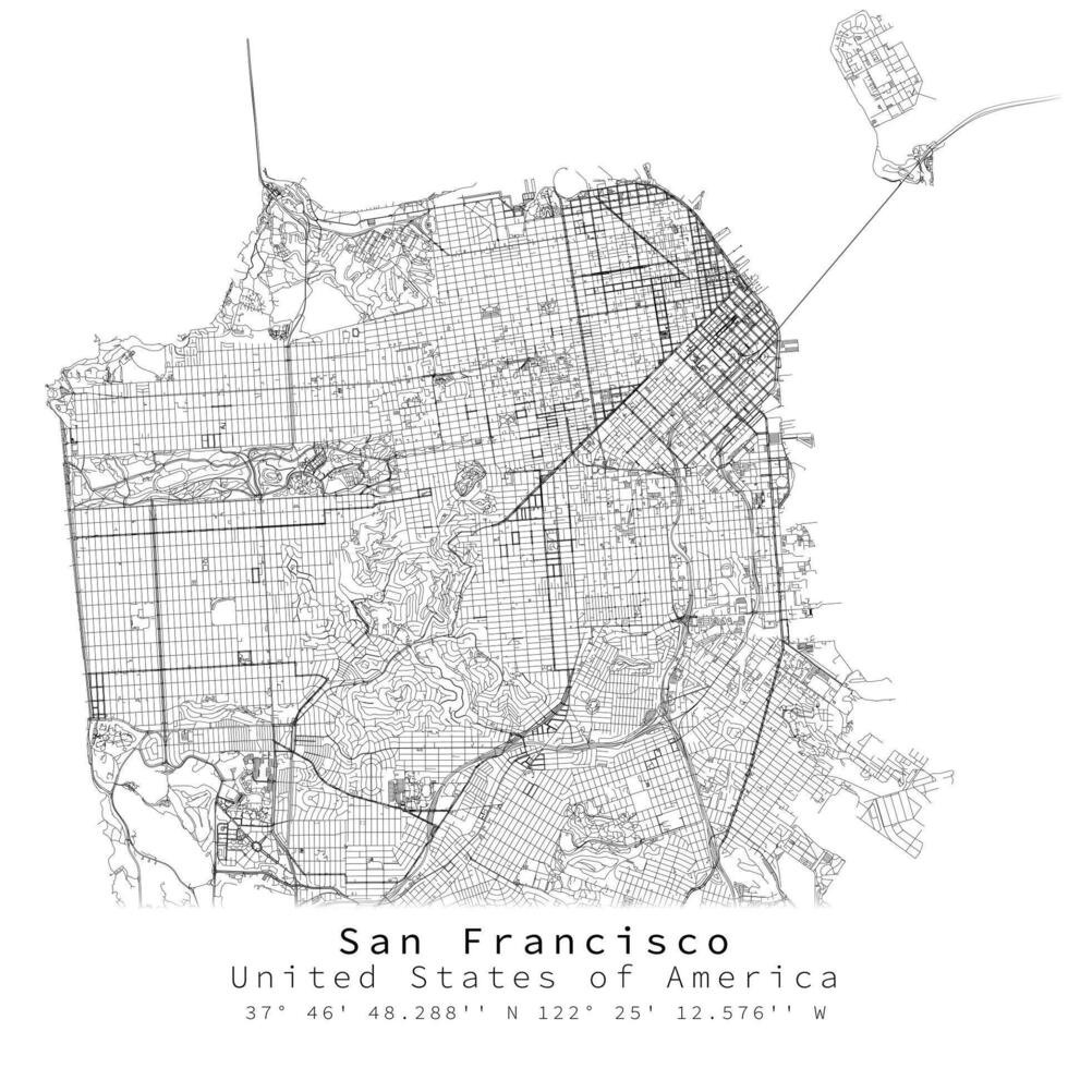 San Francisco,United States of America ,Urban detail Streets Roads Map, element template image vector