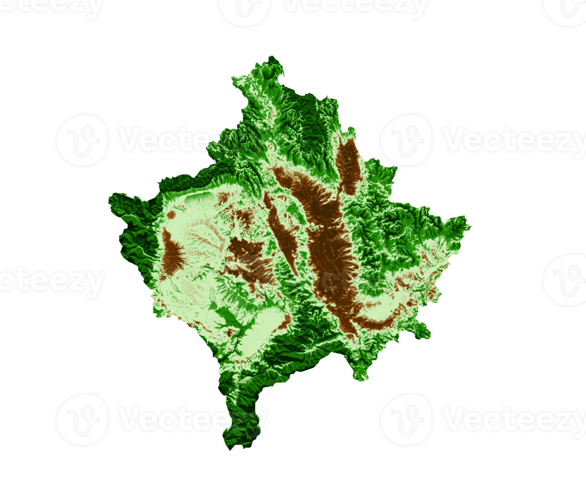 carte topographique du kosovo 3d carte réaliste couleur illustration 3d png