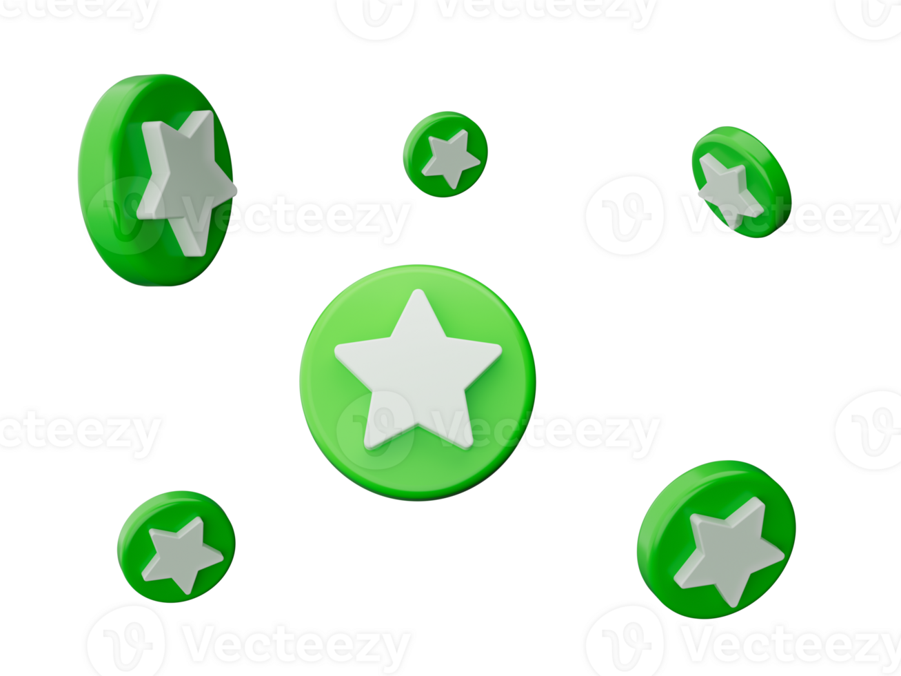 3d Green and white stars 3d illustration png