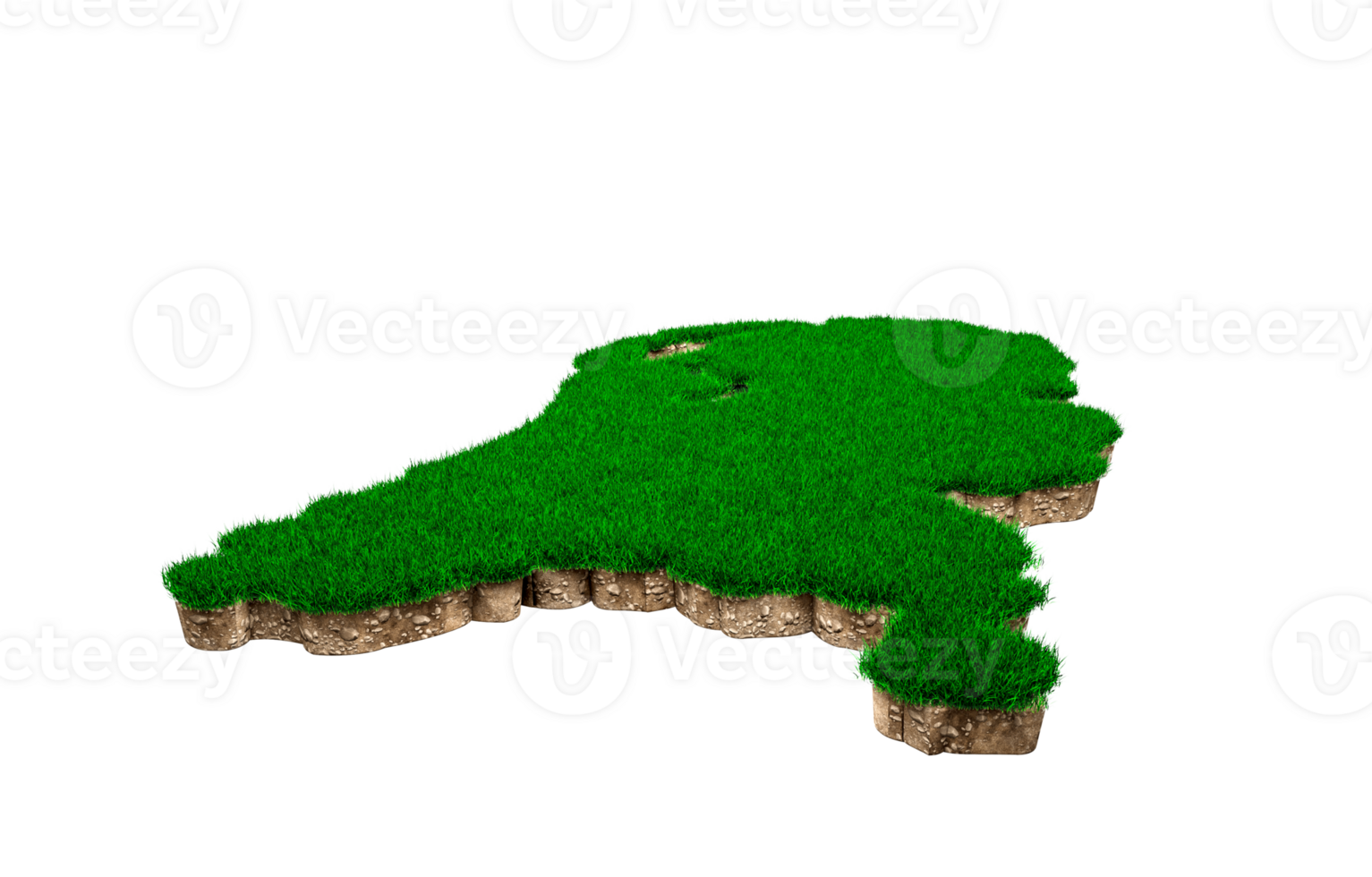 Nederland kaart bodem land- geologie kruis sectie met groen gras 3d illustratie png