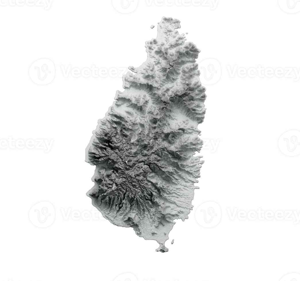 Saint Lucia Map Flag Shaded relief Color Height map 3d illustration png