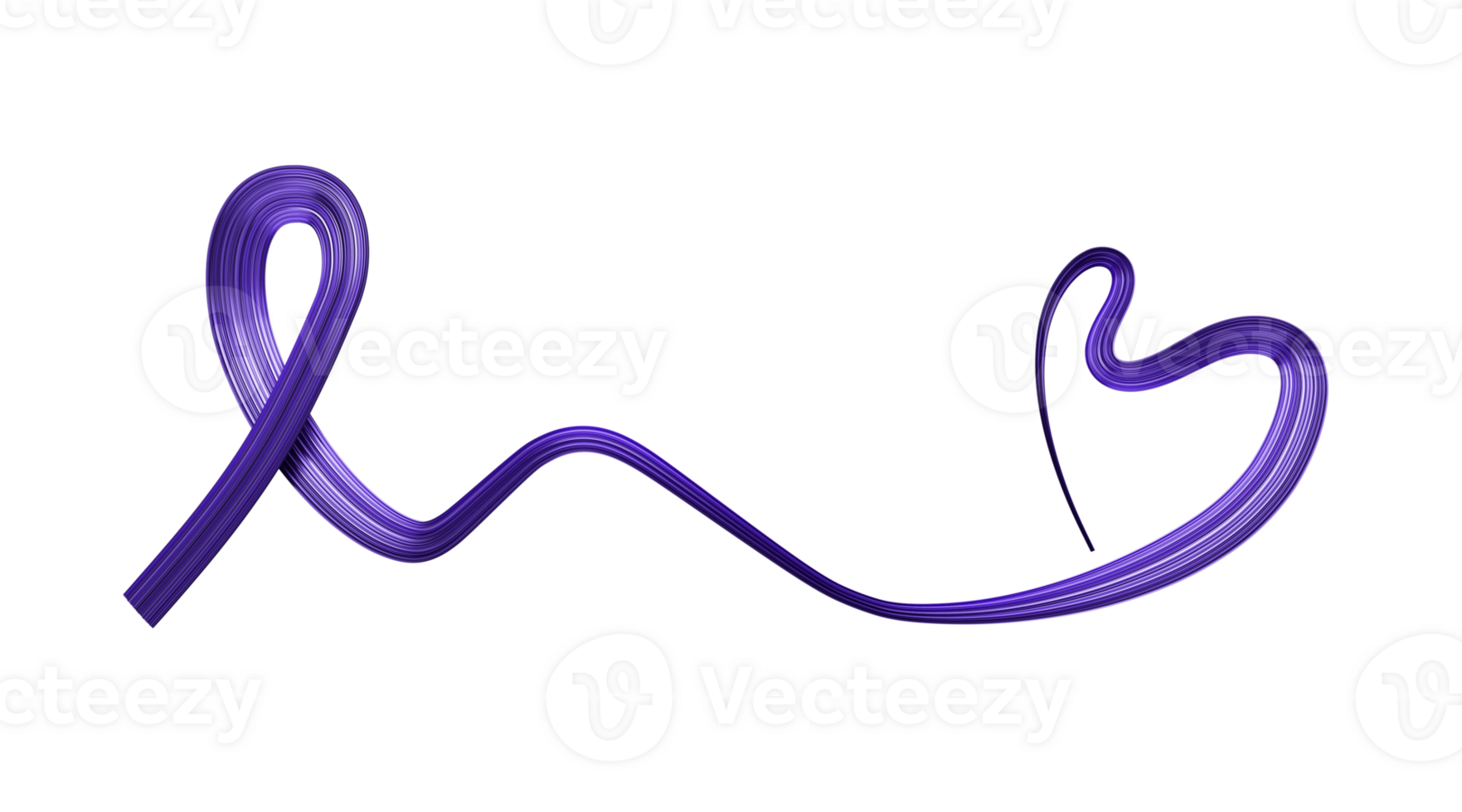 Pancreatic Cancer Awareness Month. Purple Color Ribbon making heart shape 3d illustration png