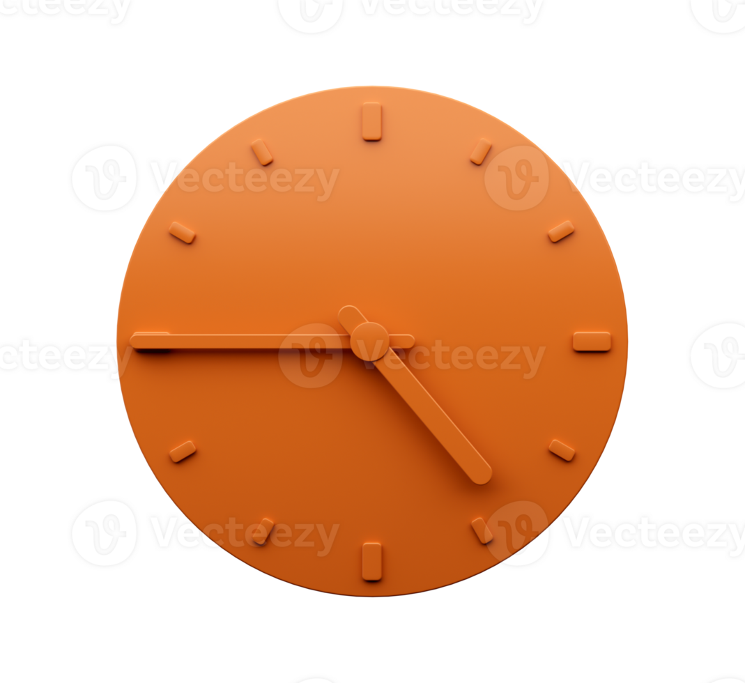 mínimo naranja reloj trimestre a cinco resumen minimalista pared reloj 3d ilustración png