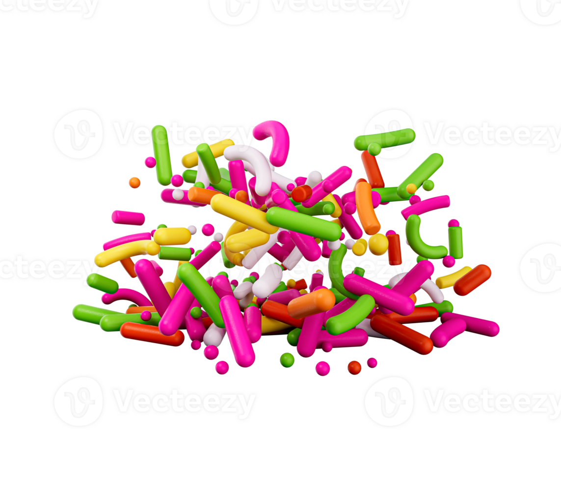3d Colorful Sugar Sprinkles, Decoration For Cake And Bakery, 3d illustration png