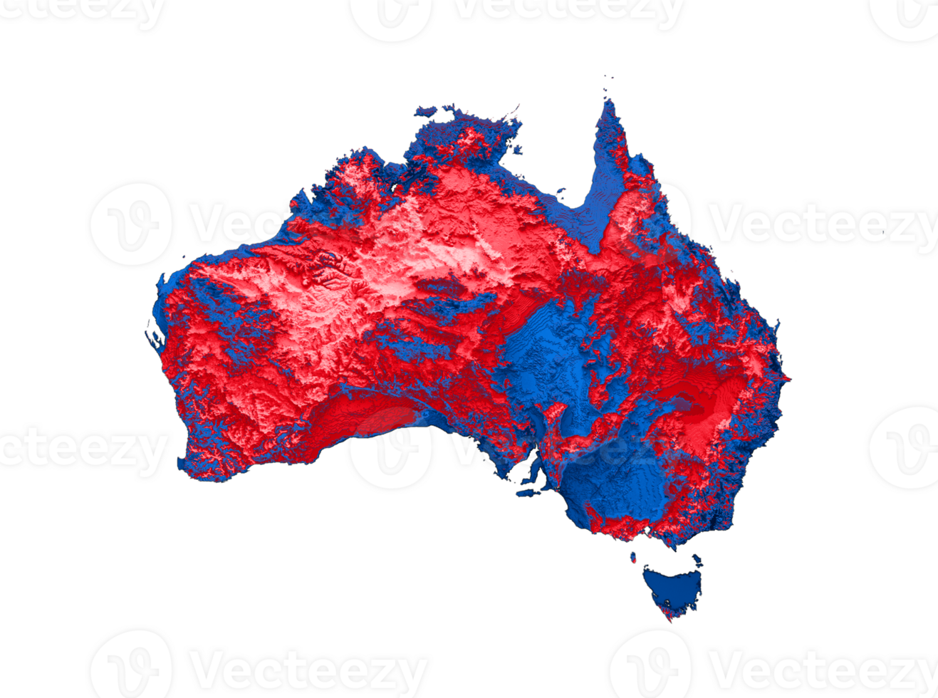 Australia map with the flag Colors Red and yellow Shaded relief map 3d illustration png
