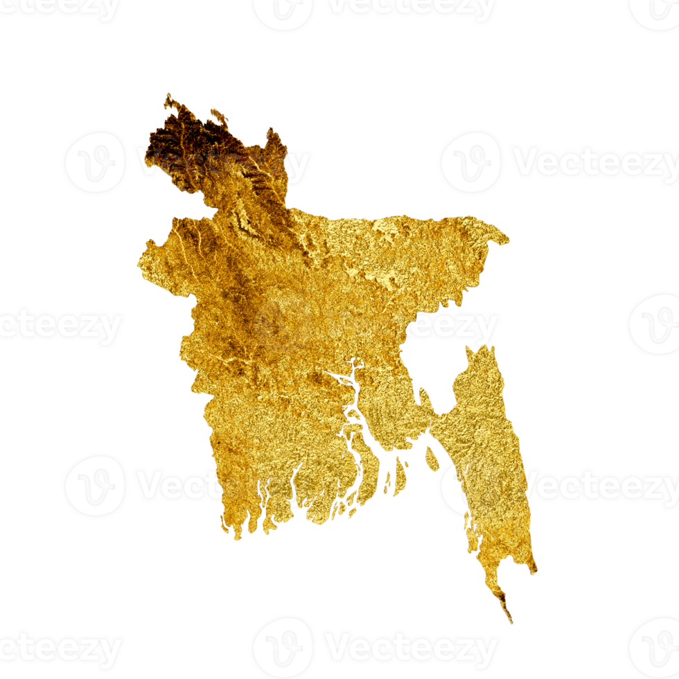 Bangladesh Map Golden metal Color Height map 3d illustration png