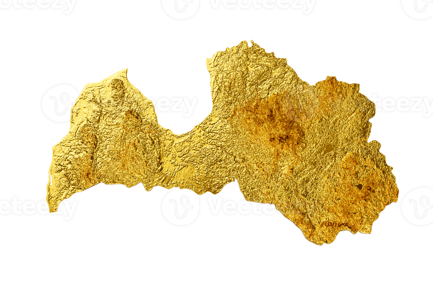 Latvia Map Golden metal Color Height map 3d illustration png