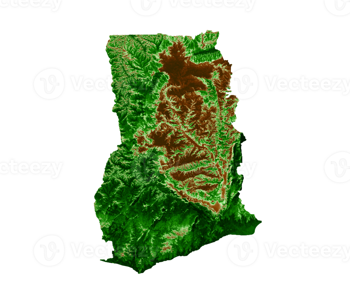 Ghana Topographic Map 3d realistic map Color 3d illustration png