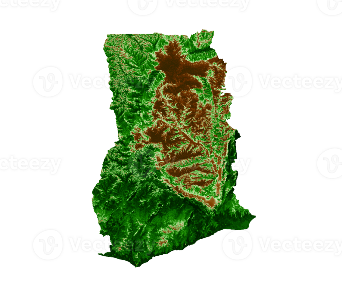 ghana mapa topográfico 3d mapa realista color 3d ilustración png