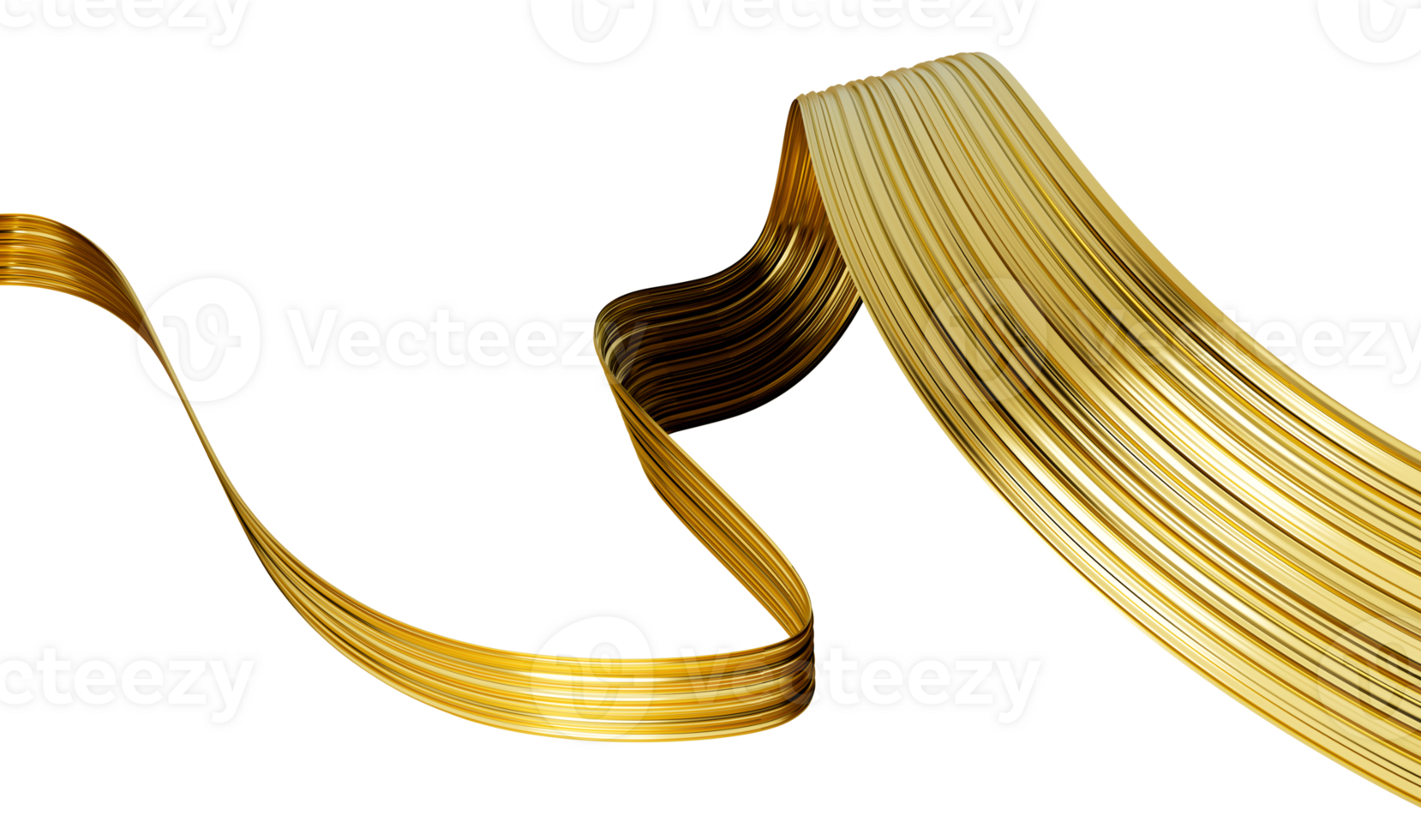 Golden ribbon, golden silk ribbon isolated 3d illustration png