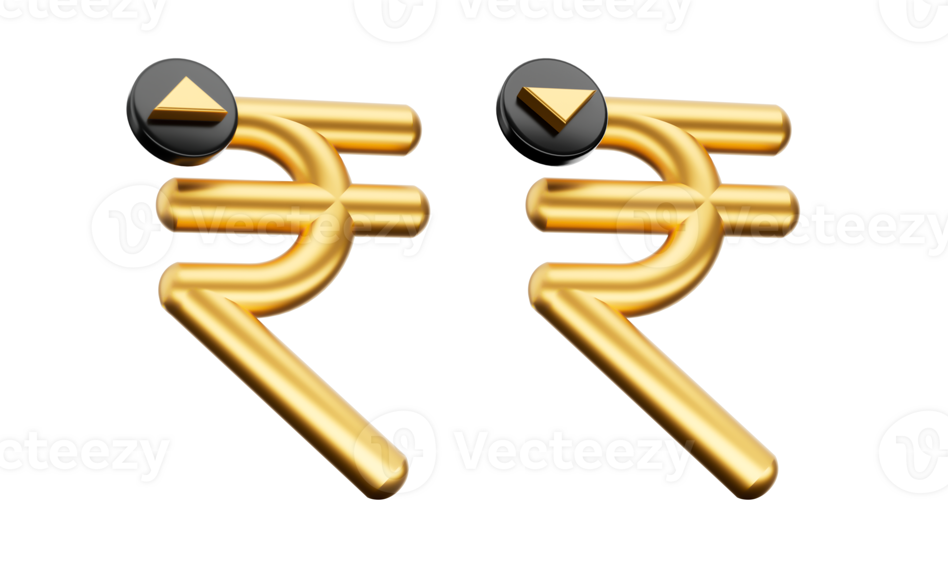 3d Gold Shiny Indian Rupee Symbol, Increase Decrease Icon, 3d ...