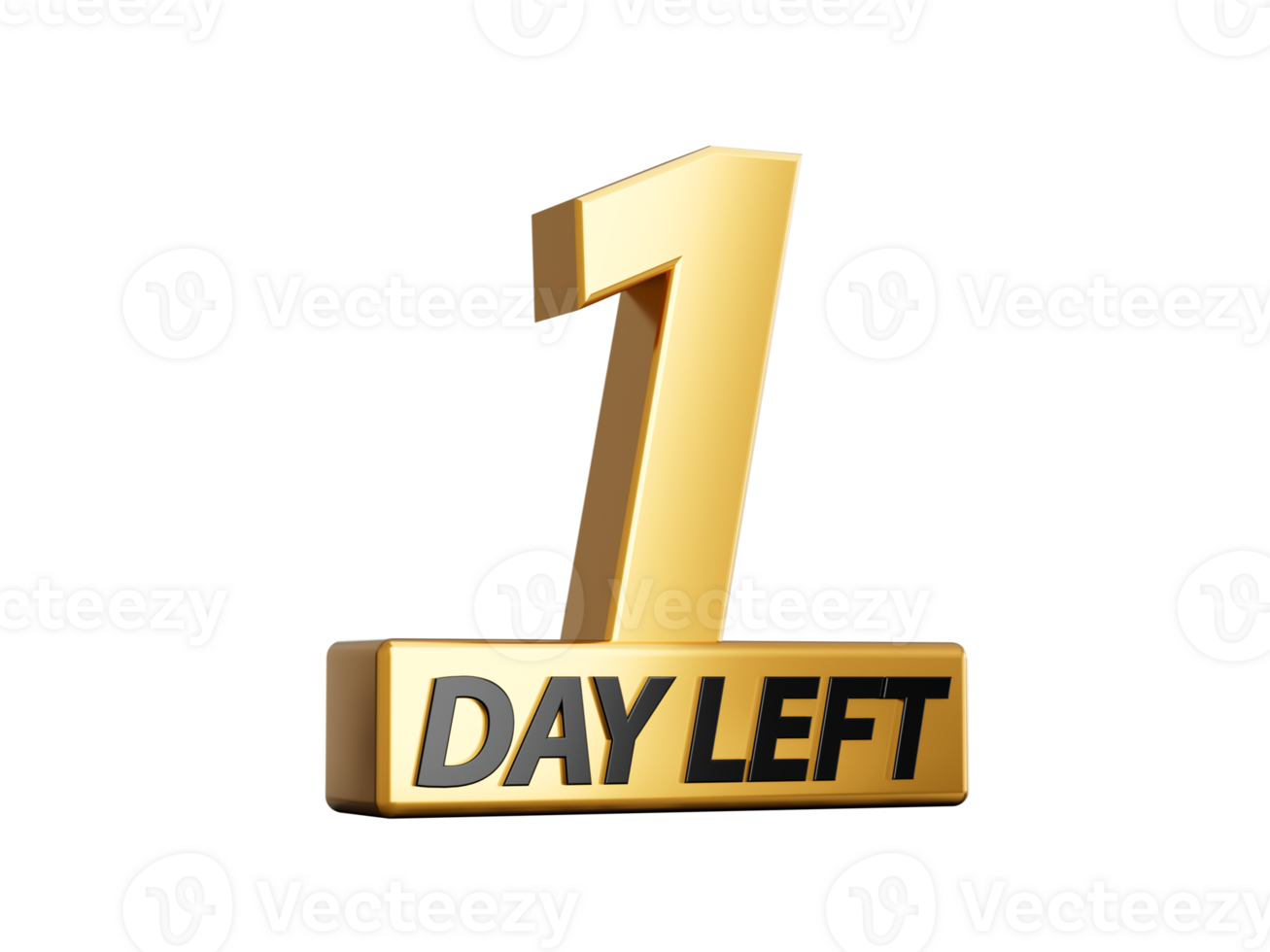 One Day Left Only 1 day left Design template Countdown left days banner. count time sale. 3d illustration png