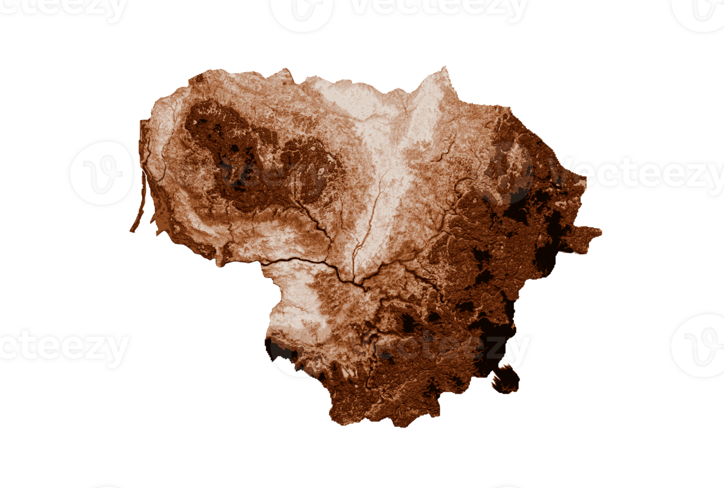Map of Lithuania in old style, brown graphics in a retro style Vintage Style. High detailed 3d illustration png