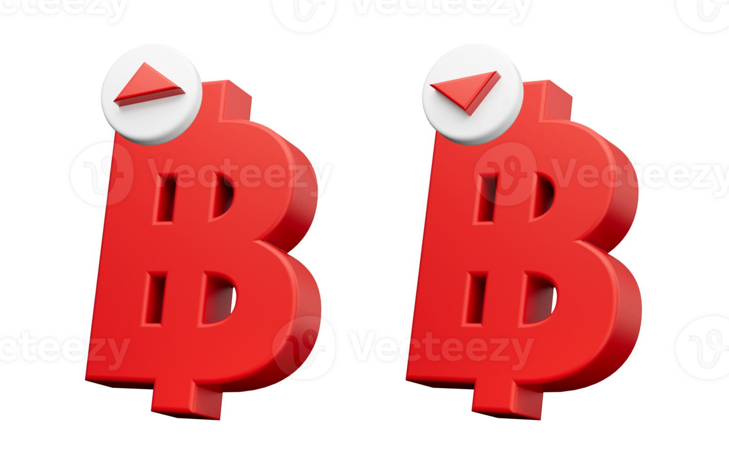 Baht Thailand Symbol, Thailand Baht THB Exchange Rate Value Price Increase up and Decrease down 3d illustration png