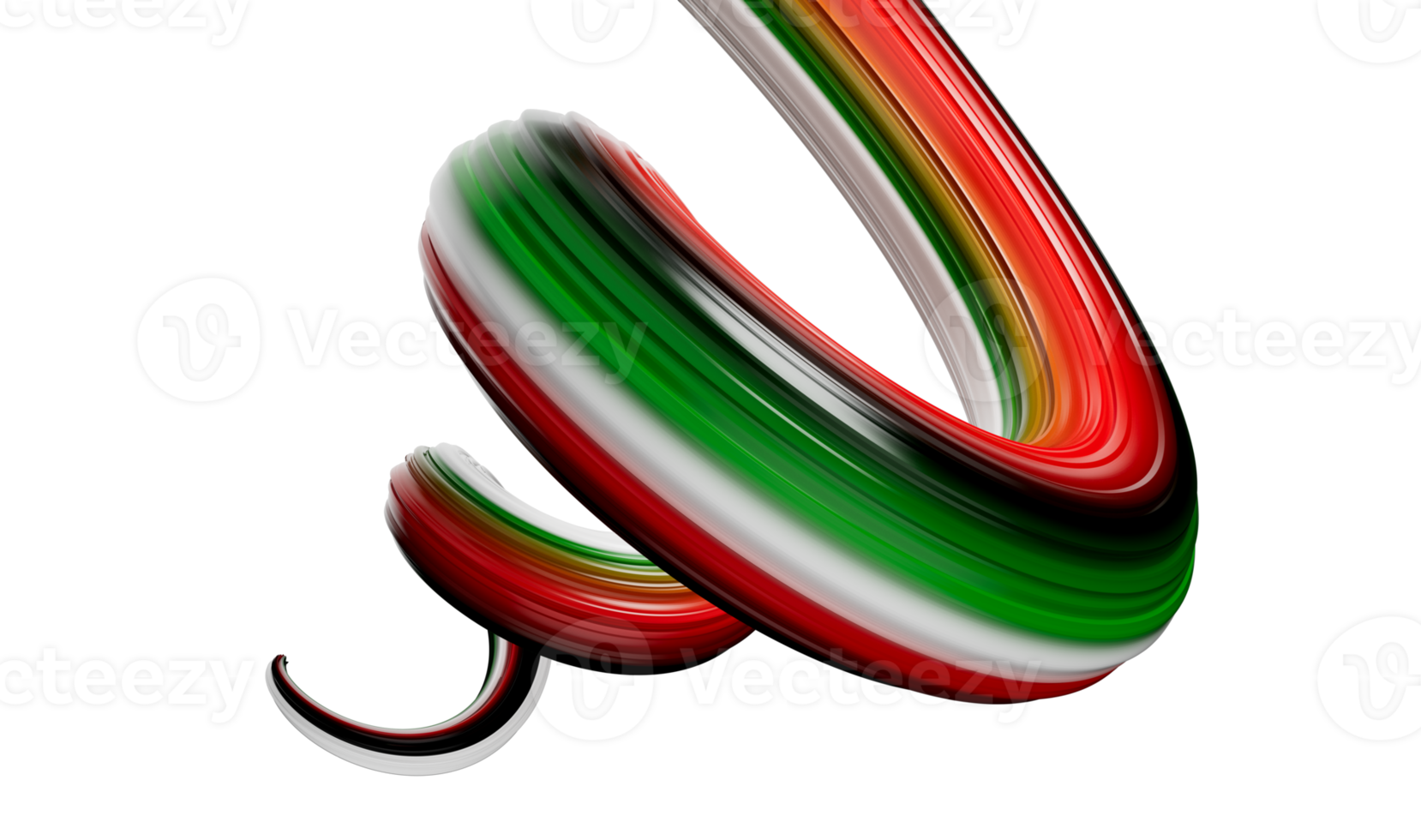 Abstract spiral of Palestine Flag Colors, 3d brush Stroke 3d illustration png