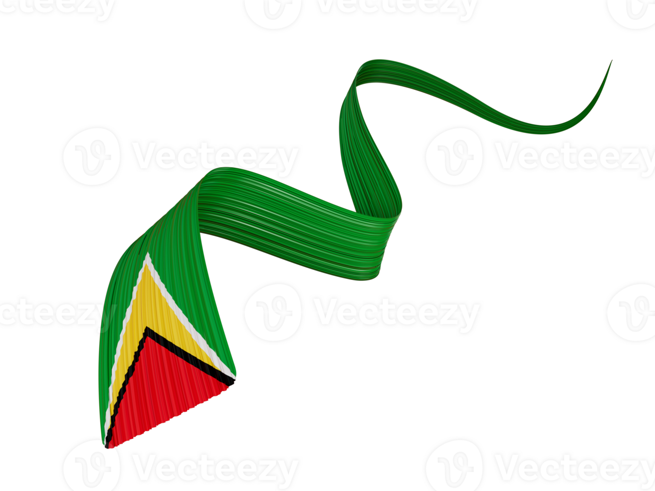 3d Flag Of Guyana Country, 3d Wavy Shiny Ribbon, 3d illustration png