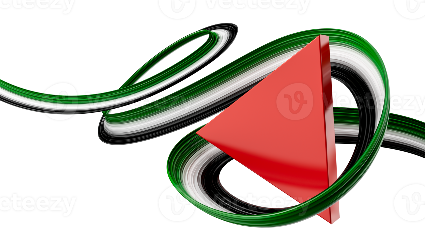 Palestine abstract 3D wavy flag red black white green modern Palestinian ribbon strip triangle logo icon 3d illustration png