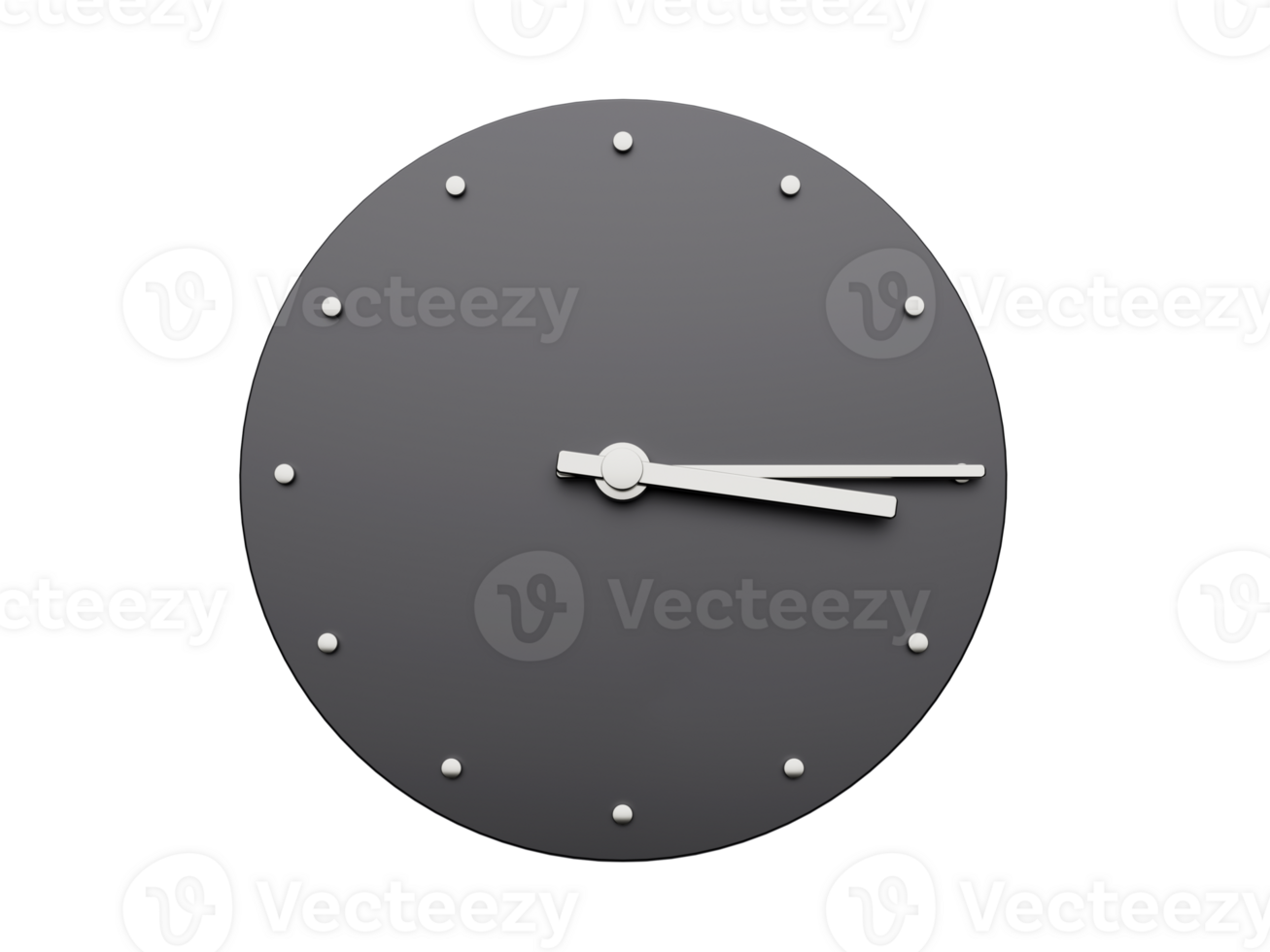 3d Simple Gray Round Wall Clock Three Fifteen Quarter past 3, 3d illustration png