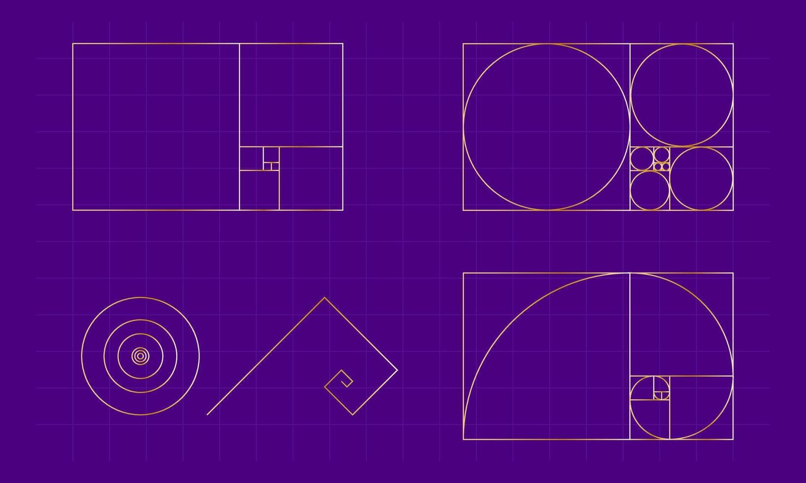 Set of various geometric shapes with ideal mathematical proportions of the golden ratio vector