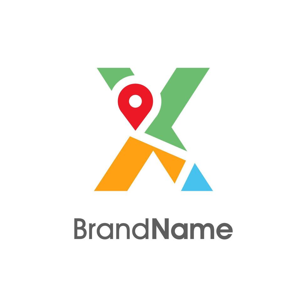 Modern Initial X Maps Location logo vector