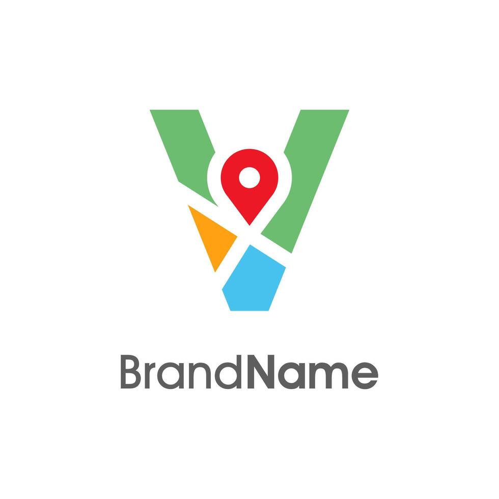 Modern Initial V Maps Location logo vector