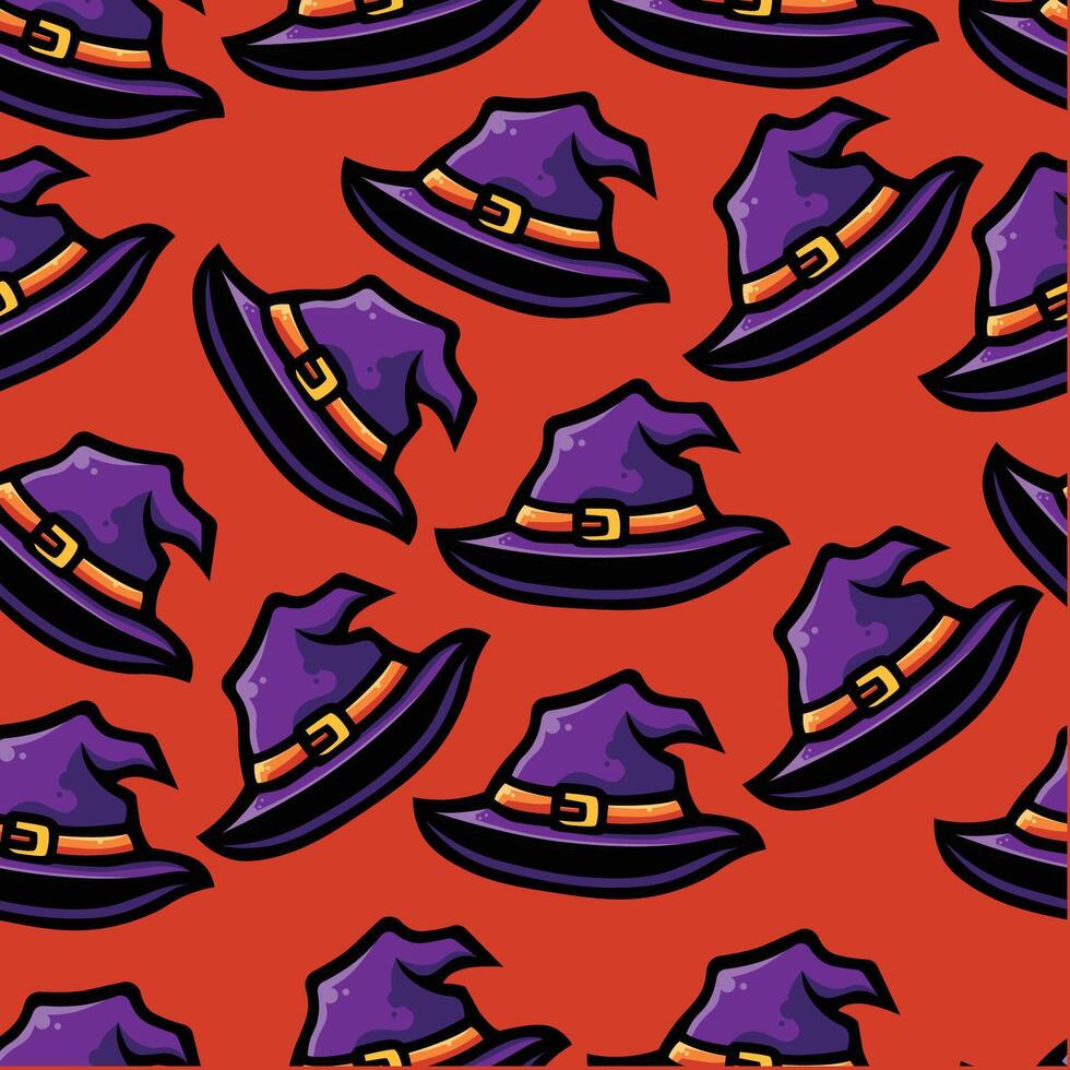 halloween pumpkin hat seamless pattern vector