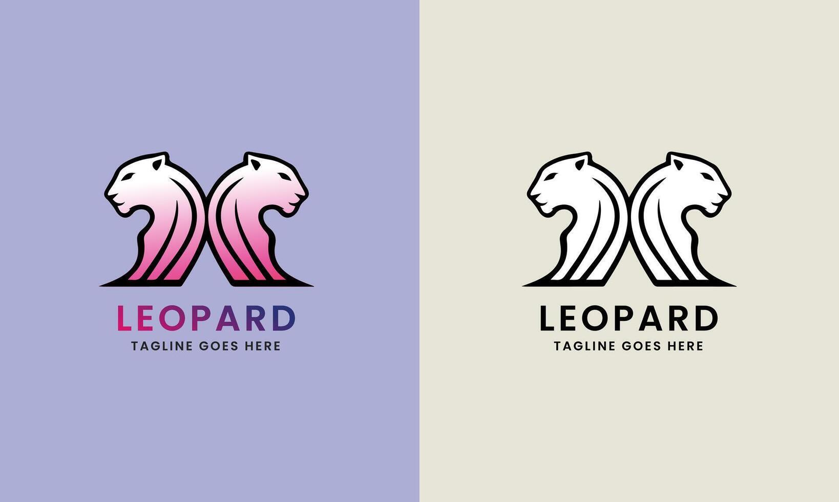 Leopard icon symbol cougar, jaguar head, cat tiger animal logo template image illustration vector
