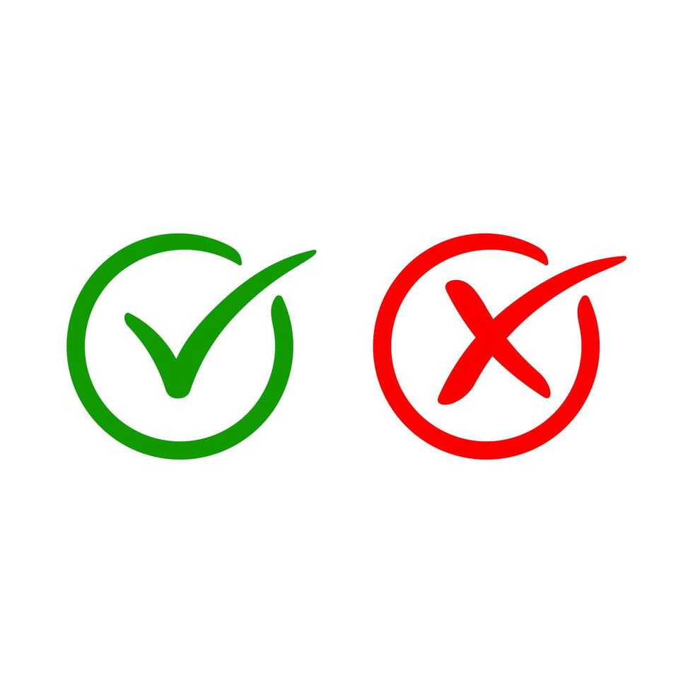 Checkmark and cross button design vector