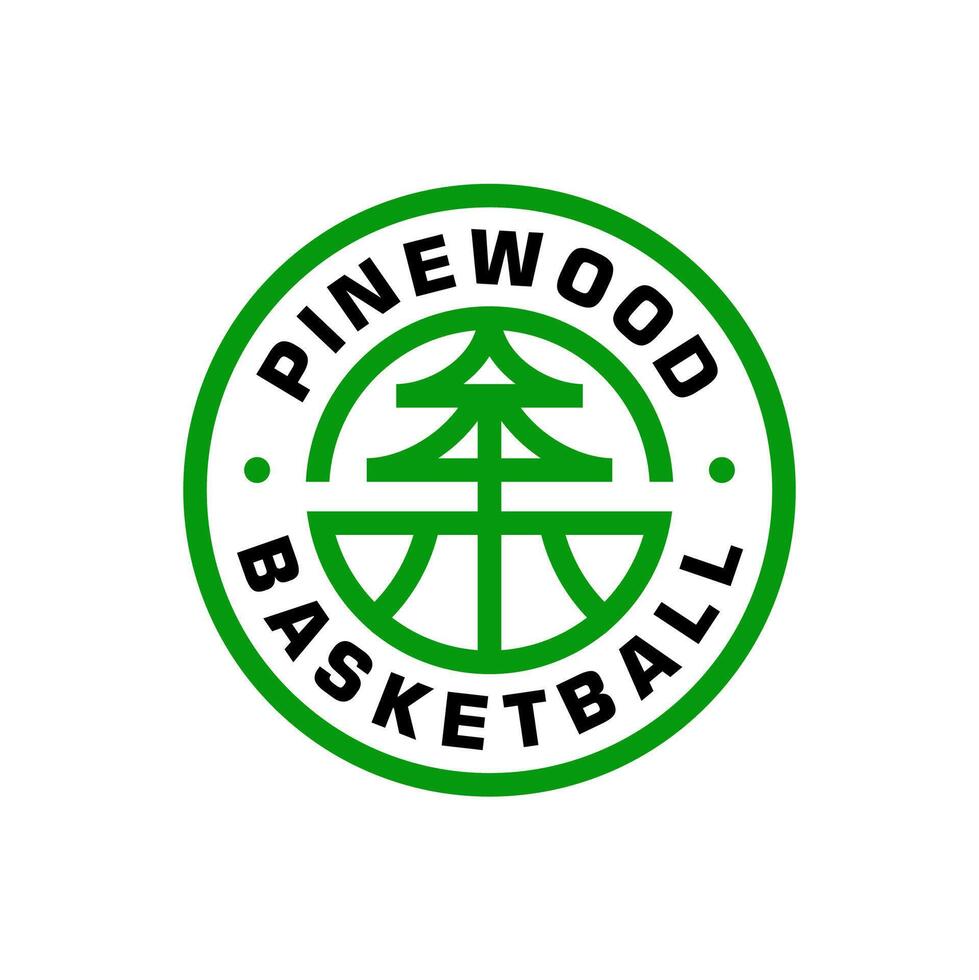 Pine tree basketball sport team emblem badge logo template 44849125