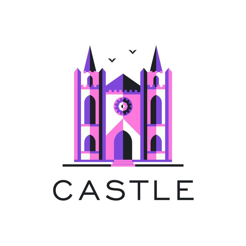 Medieval castle towers. Old ancient gothic tower fortress or fairy citadel illustration vector