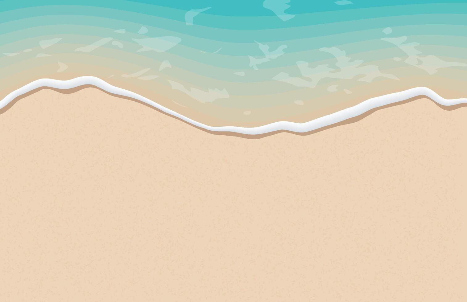 Soft waves with foam of blue ocean on the sandy summer beach. vector