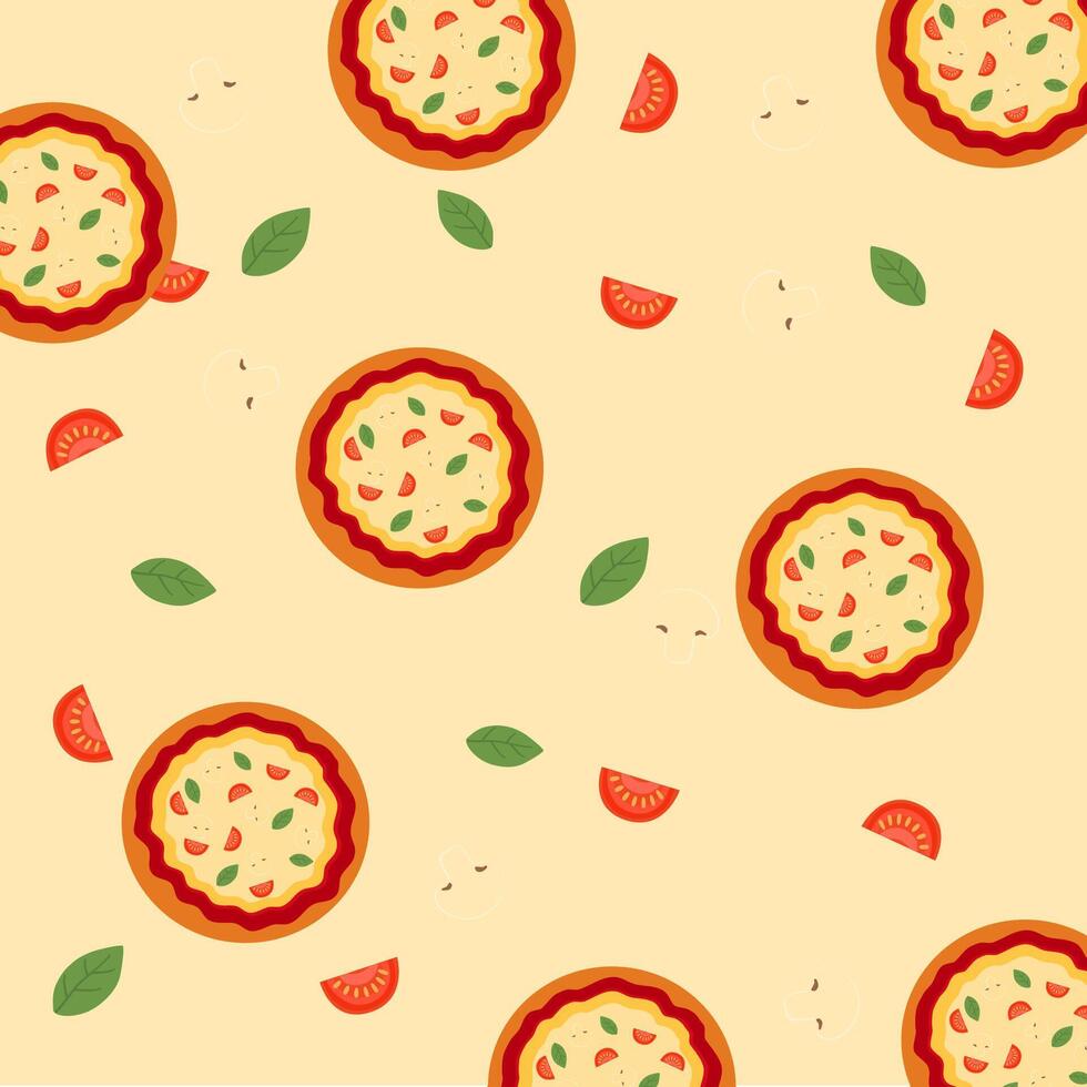 Pizza Pattern perfect for backgrounds, packaging, textiles, Food and Beverage Designs vector