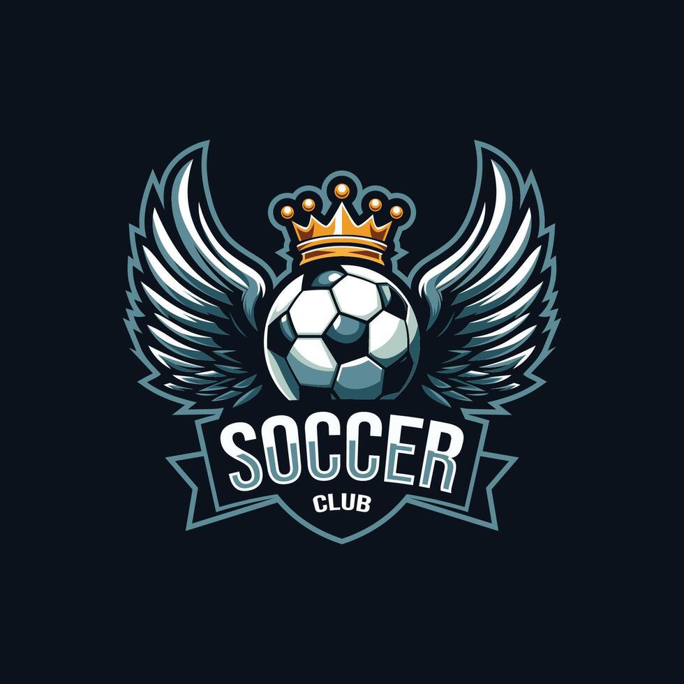 fútbol americano logo. pelota con alas y corona elemento , elegante fútbol logo. moderno fútbol fútbol americano Insignia logo modelo diseño vector