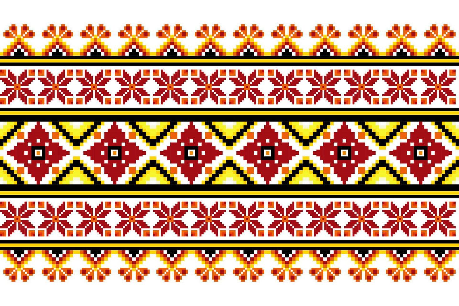 Pixel pattern ethnic oriental traditional design fabric pattern textile vector