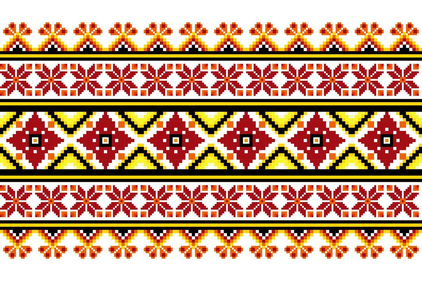 Pixel pattern ethnic oriental traditional design fabric pattern textile vector