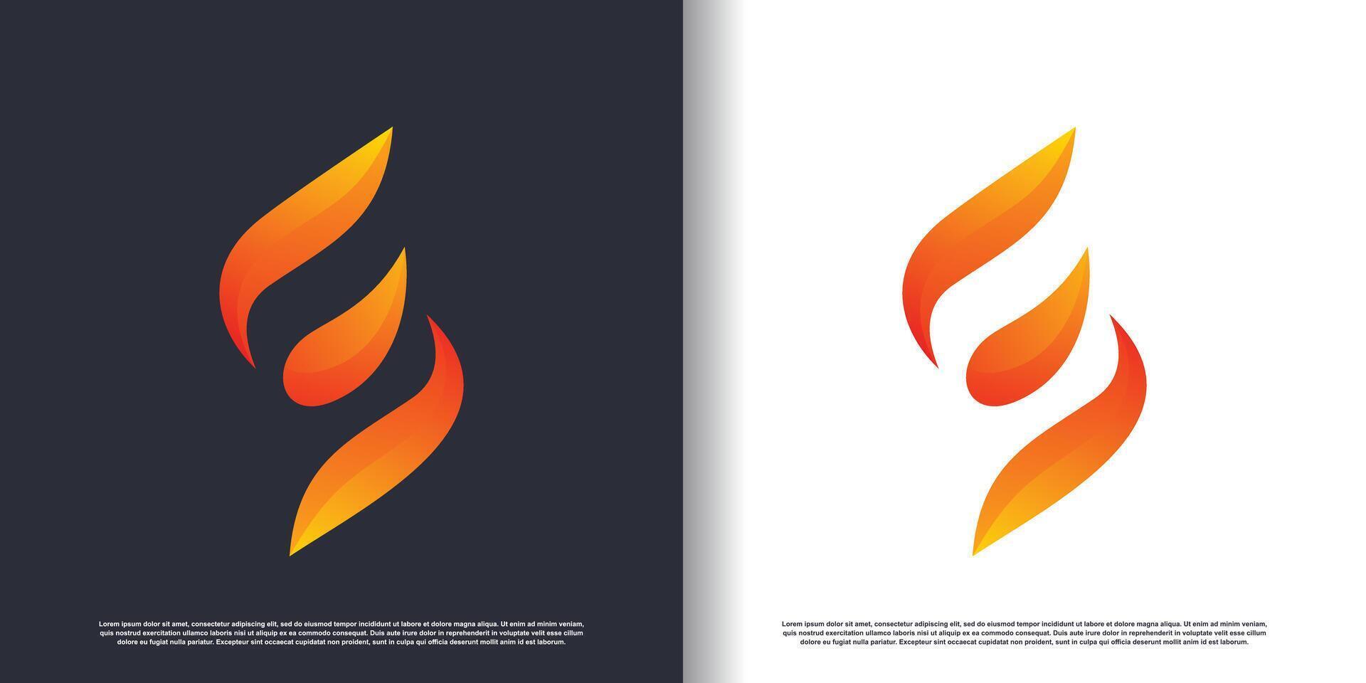 fuego logo diseño con letra s creativo resumen concepto prima vector