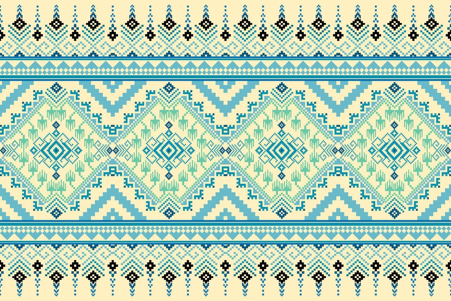 Pixel pattern ethnic oriental traditional design fabric pattern textile vector