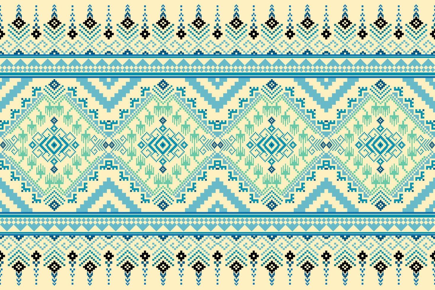 Pixel pattern ethnic oriental traditional design fabric pattern textile vector