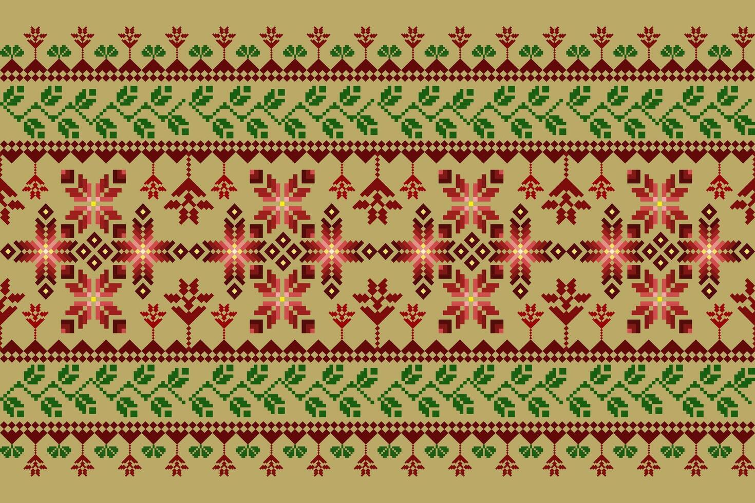 Pixel pattern ethnic oriental traditional design fabric pattern textile vector