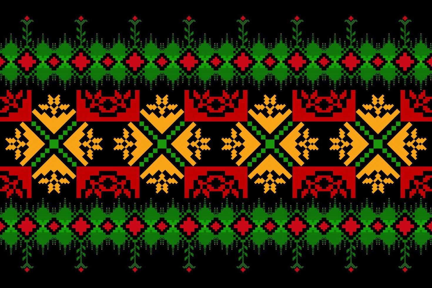 Pixel pattern ethnic oriental traditional design fabric pattern textile vector