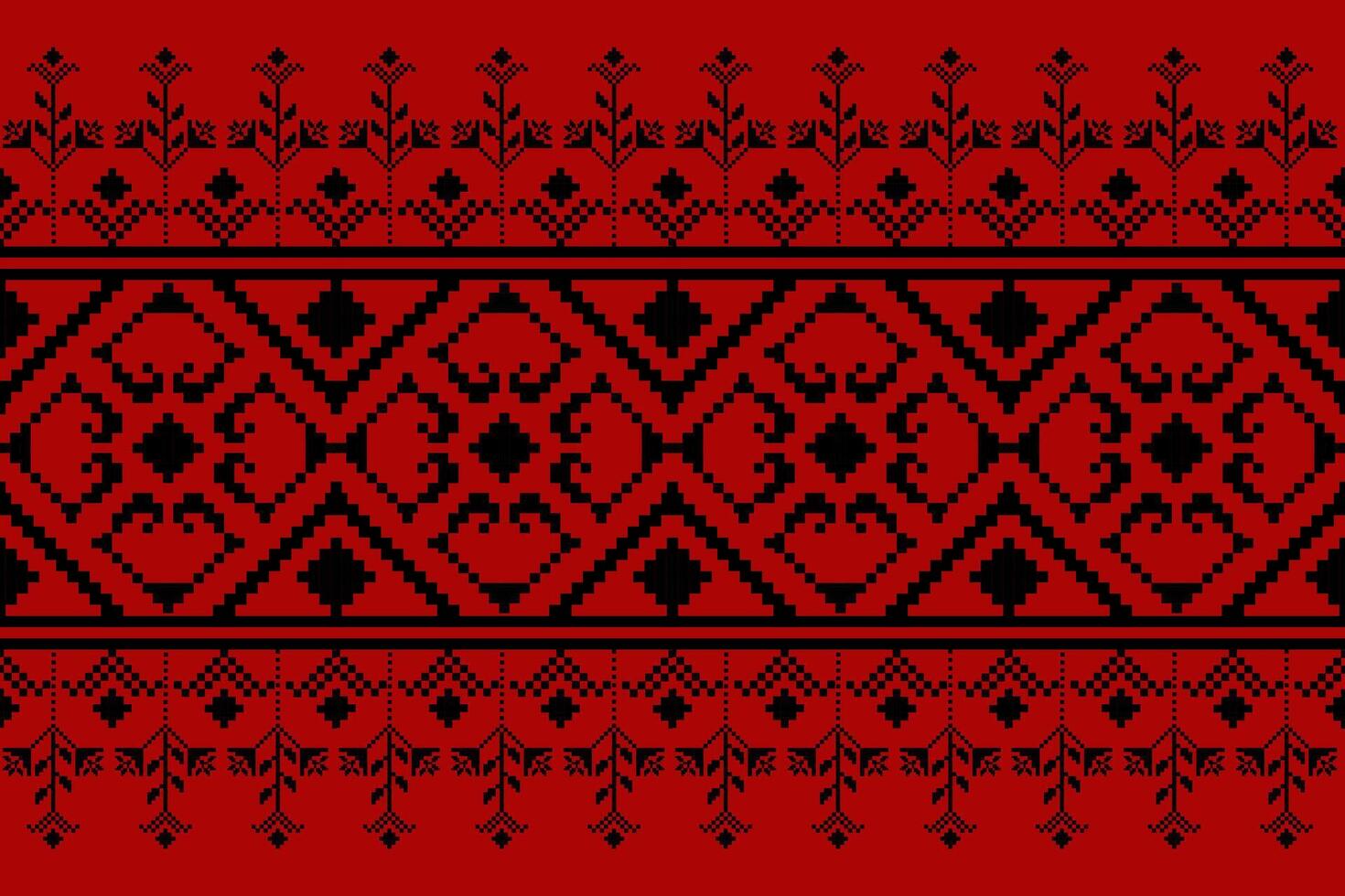 Pixel pattern ethnic oriental traditional design fabric pattern textile vector