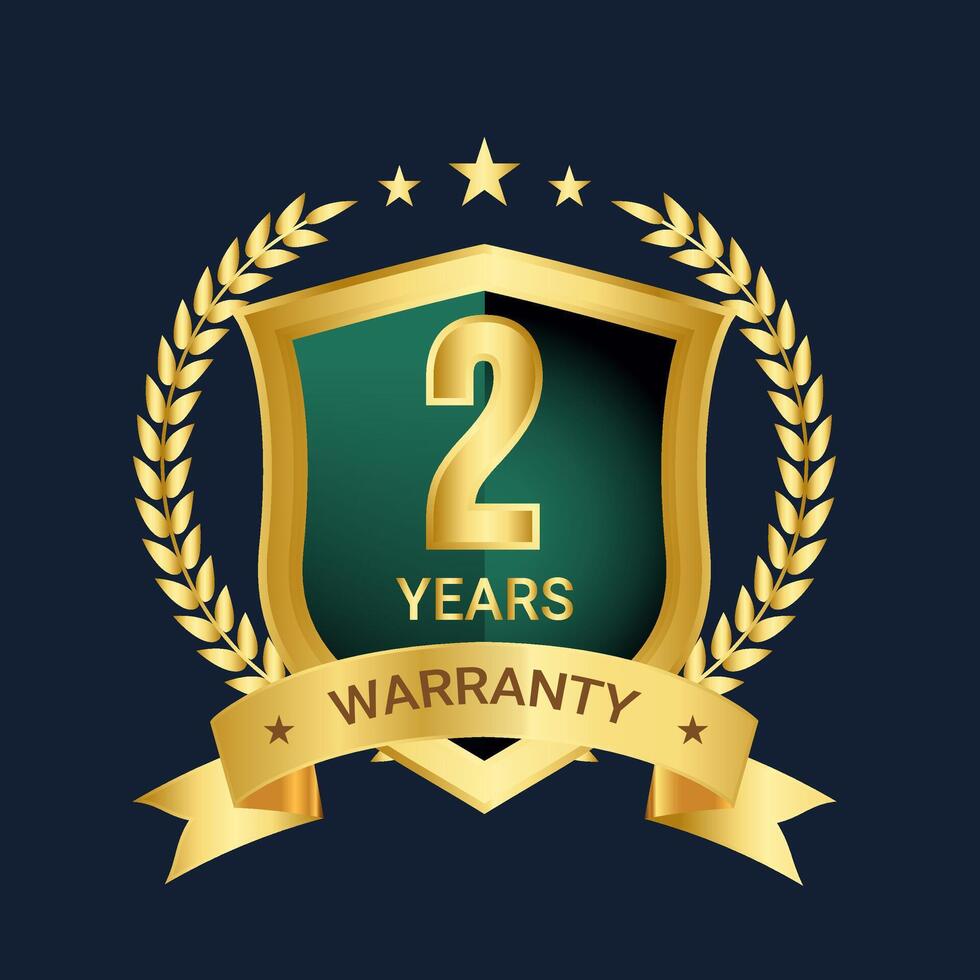 2 years warranty badges, logo, symbol, label and image vector