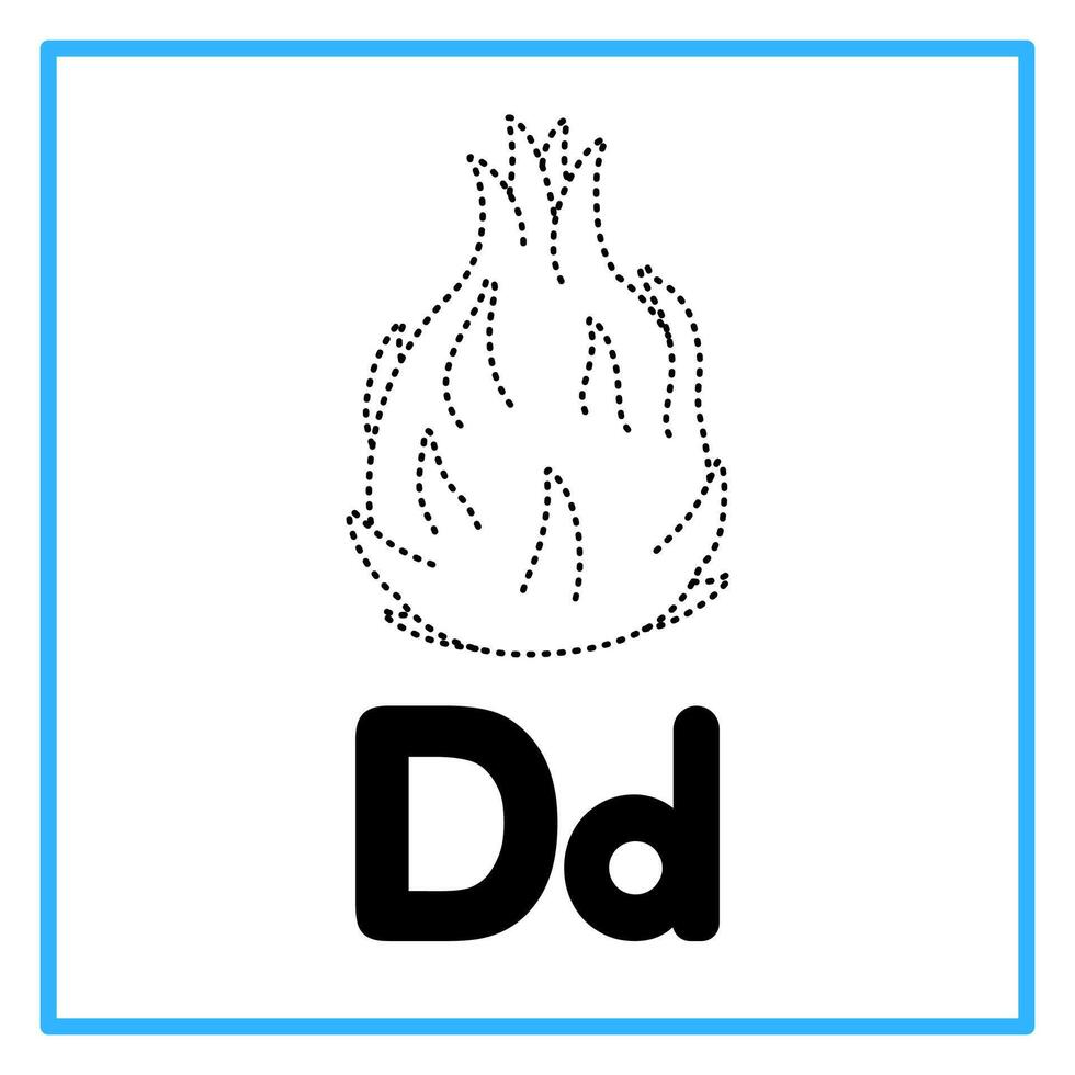 tracing dragon fruit alphabet d illustration vector