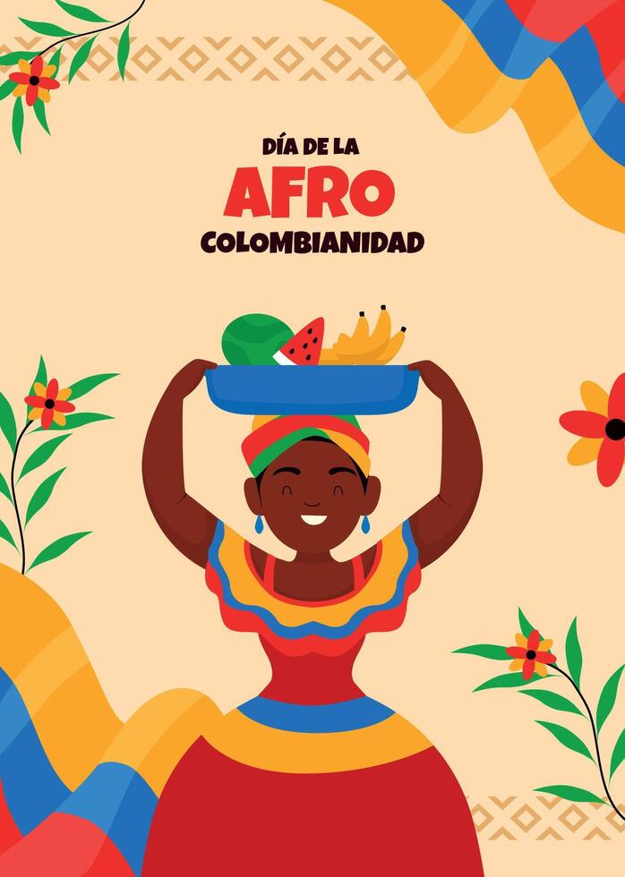 Flat afrocolombianidad celebration template vector