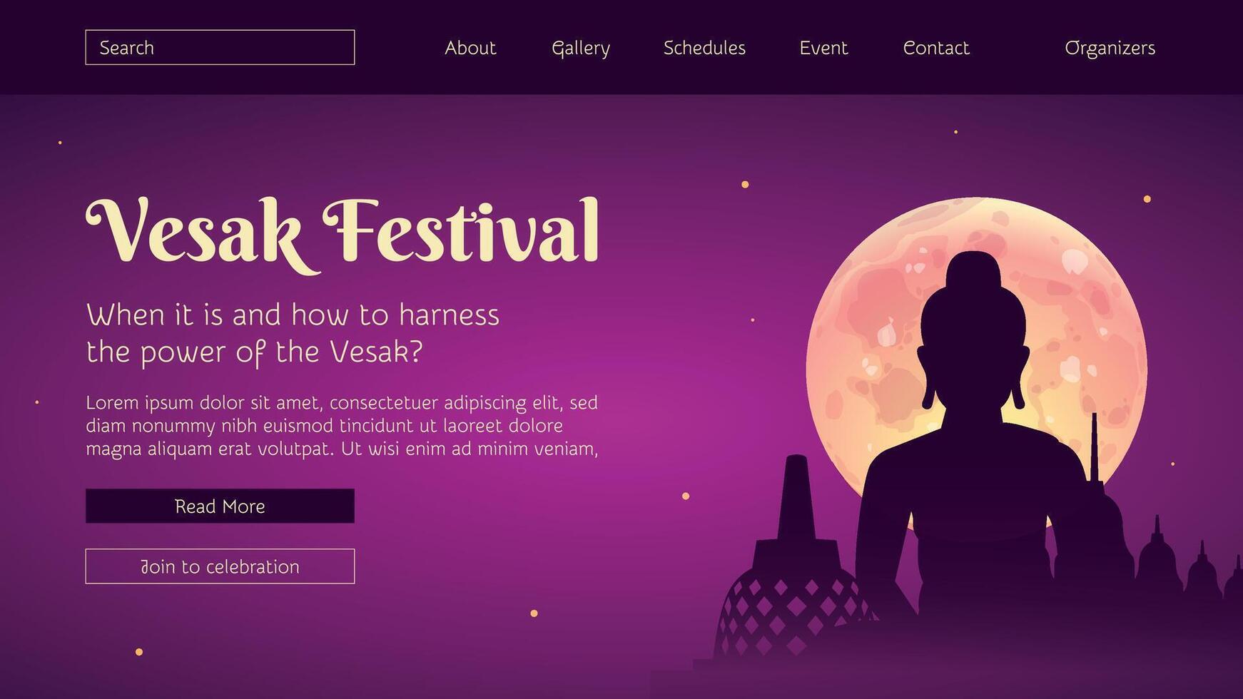 Gradient vesak landing page template design vector