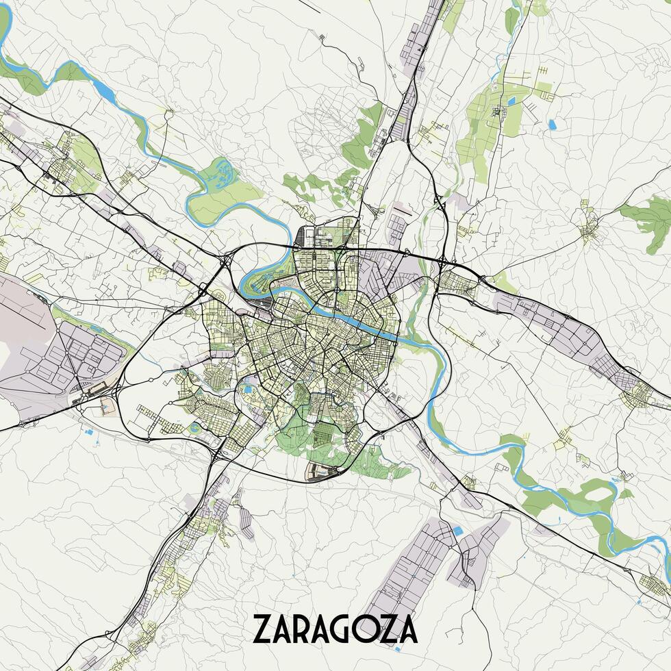 Zaragoza Spain map poster art vector